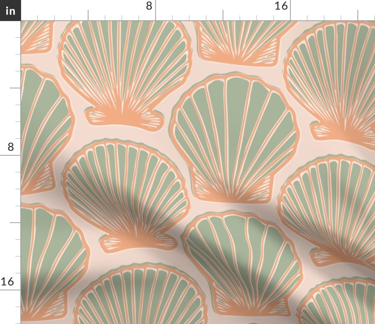 Pink Sun Sand Summer Beach Sea Clam Seashell Relax Coastal Chic Large Scale Custom Printed Fabric by Spoonflower Various Fabrics by the Yard or Fat Quarter